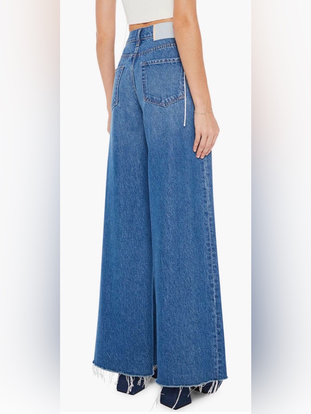 Mother Snacks The Lunch Line Sneak Fray Size 25 Wide Leg Denim - Picture 11 of 15